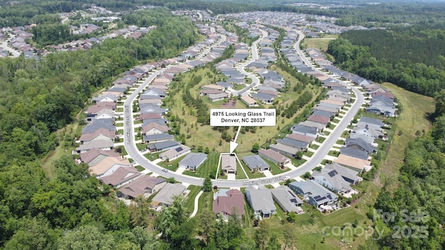 4975 Looking Glass Trl, Denver, NC 28037 - aerial overview of property's location with a forest and nearby suburban area