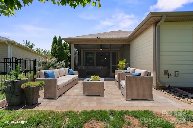4975 Looking Glass Trl, Denver, NC 28037 - view of patio / terrace with ceiling fan, an outdoor living space, and central AC
