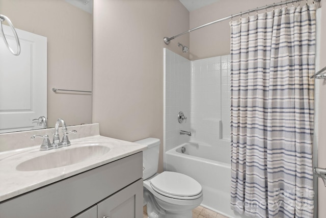 4975 Looking Glass Trl, Denver, NC 28037 - full bath featuring shower / bath combination with curtain, vanity, toilet, and tile patterned flooring