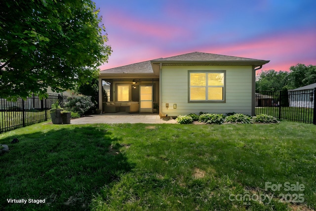 4975 Looking Glass Trl, Denver, NC 28037 - rear view of property with a patio area, ceiling fan, and a shingled roof