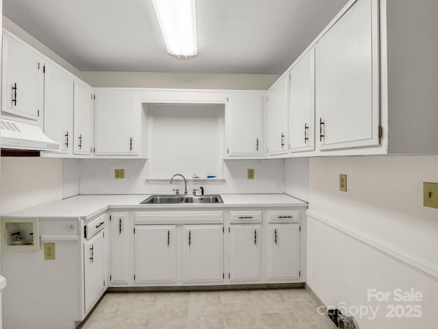 646 Terry Rd, Ellenboro, NC 28040 - kitchen featuring a sink, extractor fan, light countertops, and white cabinets