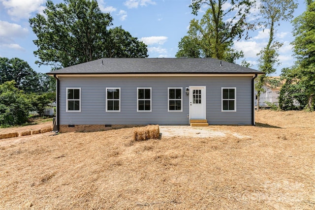 309 Walker St, Kannapolis, NC 28081 - rear view of property with crawl space, entry steps, and a shingled roof