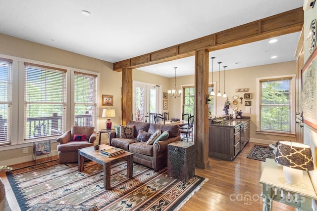 85 Southshore Dr Unit A2, Tuckasegee, NC 28783 - living room with a chandelier, light wood-type flooring, and recessed lighting