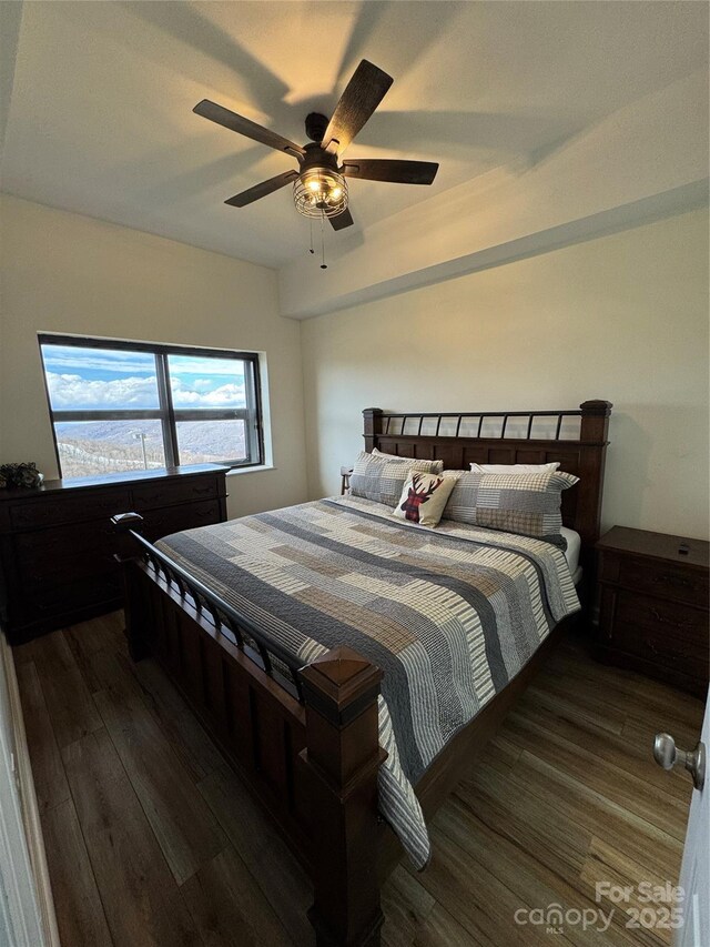 303 Sugar Top Dr Unit 2115, Sugar Mountain, NC 28604 - bedroom with wood finished floors and ceiling fan