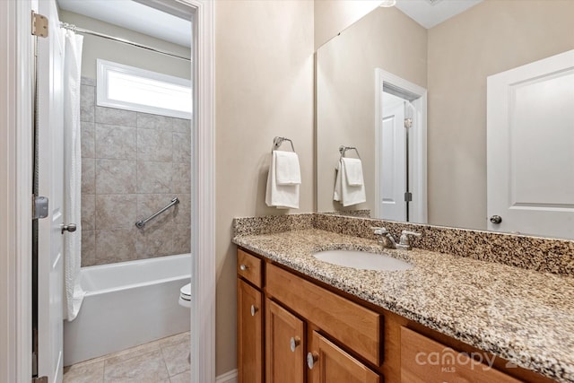 7913 Waverly Walk Ave, Charlotte, NC 28277 - bathroom with vanity, toilet, and shower / bath combo with shower curtain