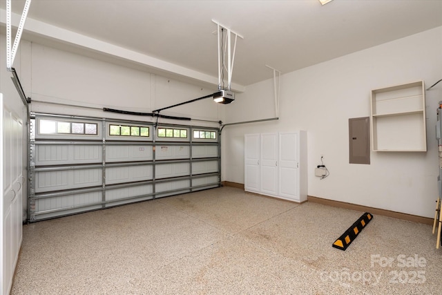 7913 Waverly Walk Ave, Charlotte, NC 28277 - garage with a garage door opener, electric panel, and baseboards