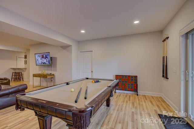 14503 Crest Ct, Charlotte, NC 28278 - playroom featuring light wood-type flooring, billiards table, and recessed lighting