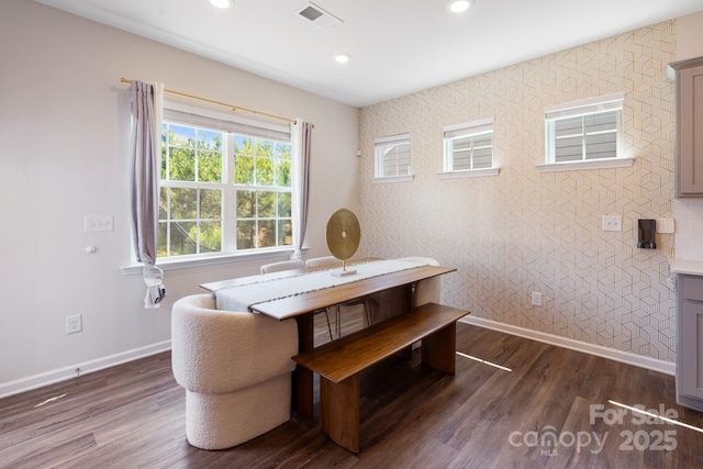 1001 Linn Cv, Waxhaw, NC 28173 - dining space featuring baseboards, dark wood finished floors, and recessed lighting