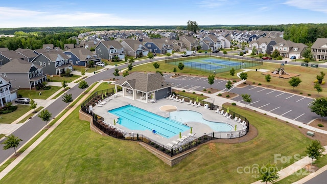 1001 Linn Cv, Waxhaw, NC 28173 - aerial perspective of suburban area featuring a pool area