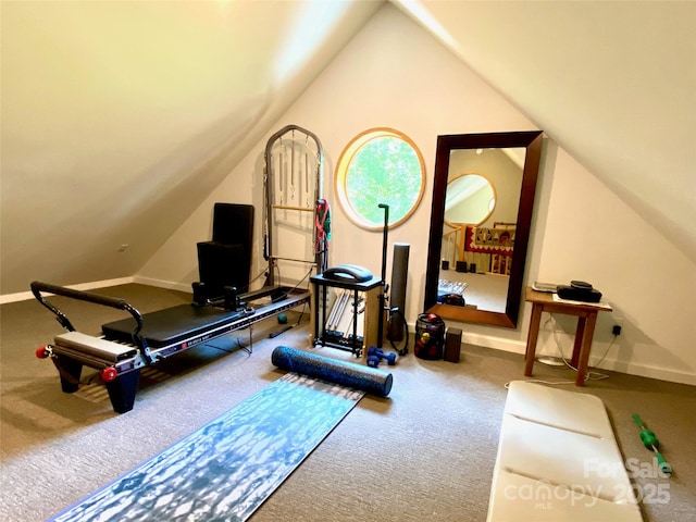 7 Bee Balm Way, Asheville, NC 28804 - exercise area with carpet, vaulted ceiling, and baseboards