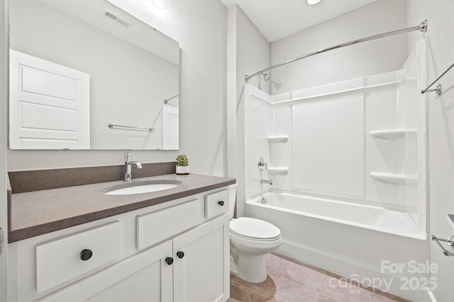 1162 E 36th St, Charlotte, NC 28205 - full bathroom with vanity, toilet, shower / washtub combination, and tile patterned floors
