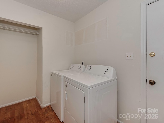 4025 Woodfox Dr, Charlotte, NC 28277 - washroom with separate washer and dryer, wood finished floors, and baseboards