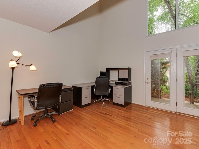 4025 Woodfox Dr, Charlotte, NC 28277 - home office featuring a towering ceiling and light wood-type flooring