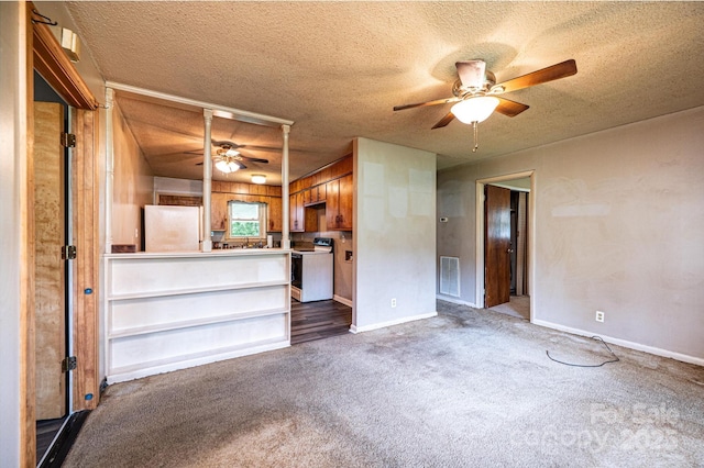 1094/1092 Curve View Rd, Lincolnton, NC 28092 - unfurnished living room with a ceiling fan, carpet flooring, a textured ceiling, and baseboards