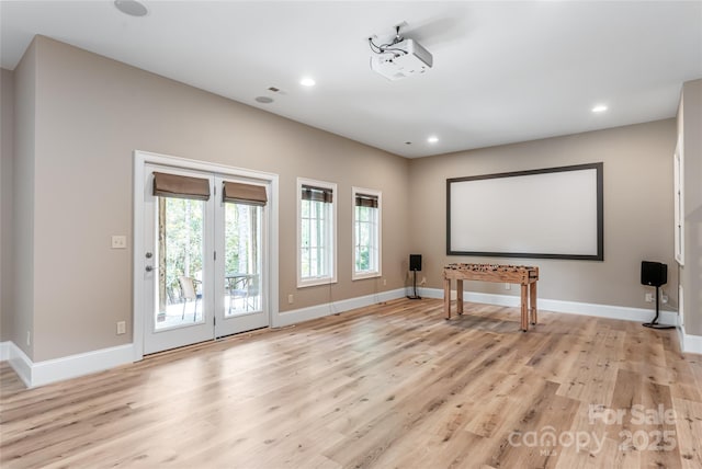 20 E Owl Creek Ln, Fairview, NC 28730 - cinema featuring light wood finished floors, baseboards, and recessed lighting