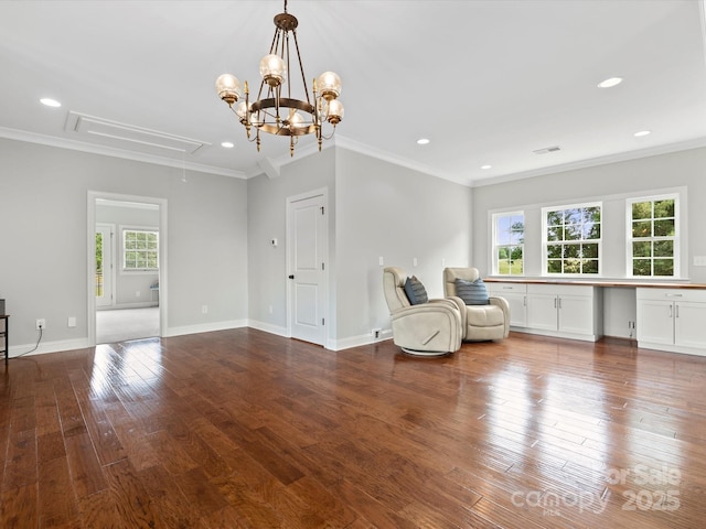 2521 Neely Store Rd, Rock Hill, SC 29730 - unfurnished room with attic access, hardwood / wood-style flooring, crown molding, recessed lighting, and baseboards