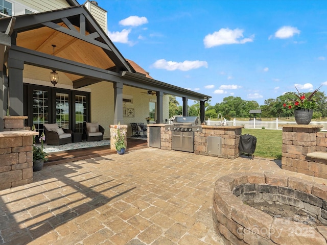 2521 Neely Store Rd, Rock Hill, SC 29730 - view of patio with a sink, french doors, and ceiling fan
