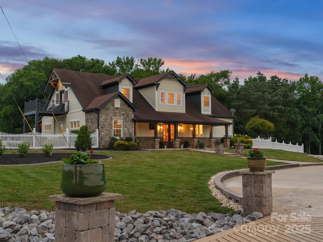 2521 Neely Store Rd, Rock Hill, SC 29730 - view of front of home with stone siding, a porch, and a balcony
