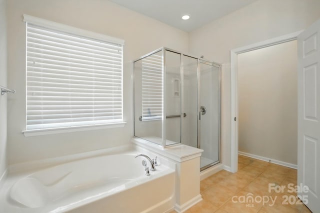 1030 Pinehurst Ln, Fort Mill, SC 29707 - full bath featuring a shower stall, a bath, and tile patterned flooring