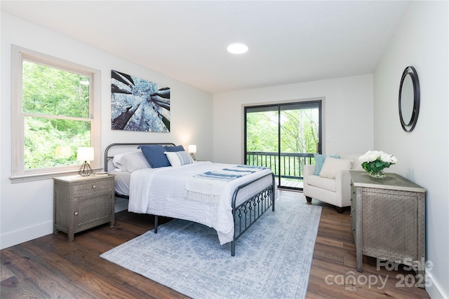 214 Hidden Creek Ln, Burnsville, NC 28714 - bedroom featuring access to outside, wood finished floors, baseboards, and recessed lighting