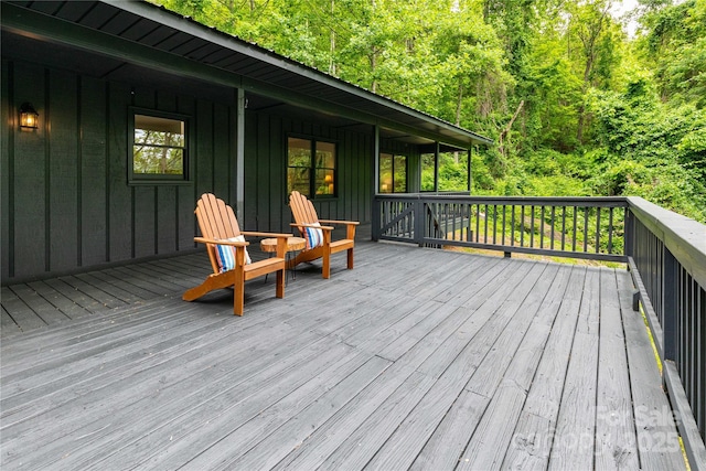 214 Hidden Creek Ln, Burnsville, NC 28714 - wooden terrace with a view of trees
