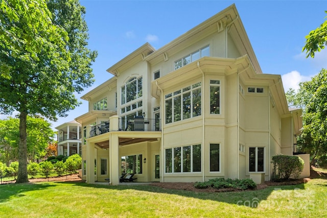 14515 Nolen Ln, Charlotte, NC 28277 - back of property with a balcony and stucco siding