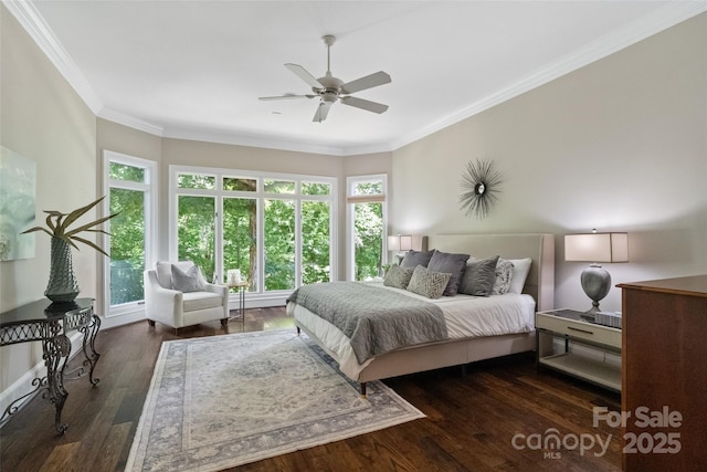 14515 Nolen Ln, Charlotte, NC 28277 - bedroom with crown molding, wood finished floors, and ceiling fan