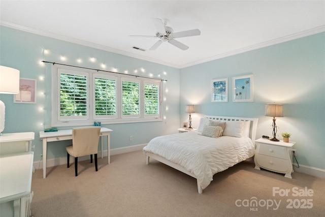 14515 Nolen Ln, Charlotte, NC 28277 - bedroom with ornamental molding, carpet floors, baseboards, and a desk