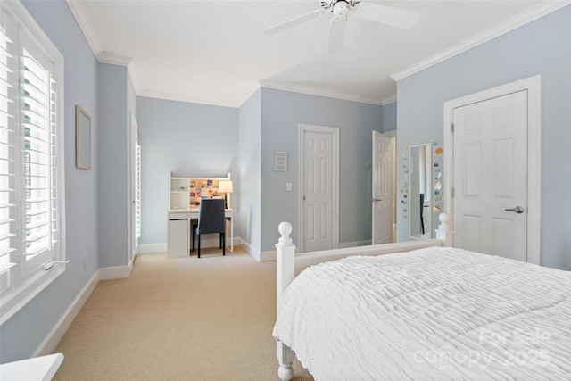 14515 Nolen Ln, Charlotte, NC 28277 - carpeted bedroom featuring crown molding, baseboards, multiple windows, and a ceiling fan