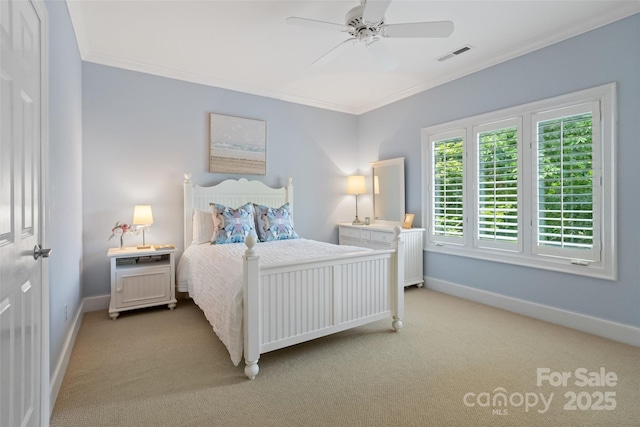14515 Nolen Ln, Charlotte, NC 28277 - bedroom with crown molding, carpet, baseboards, and a ceiling fan