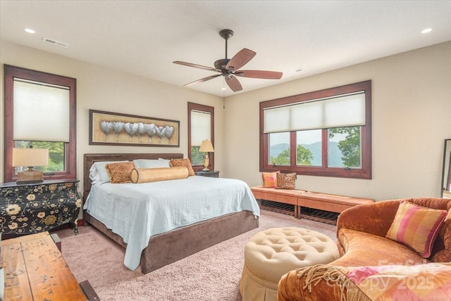2461 Eagles Nest Rd, Waynesville, NC 28786 - bedroom featuring multiple windows, ceiling fan, and recessed lighting