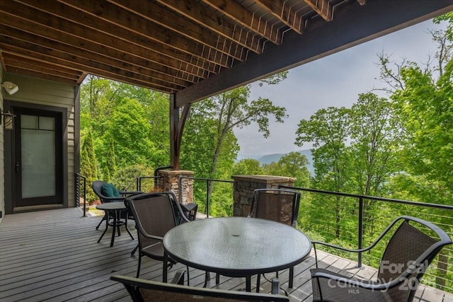 2461 Eagles Nest Rd, Waynesville, NC 28786 - wooden deck with outdoor dining area
