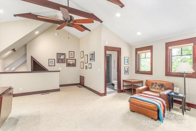 2461 Eagles Nest Rd, Waynesville, NC 28786 - sitting room with recessed lighting, carpet flooring, ceiling fan, and baseboards