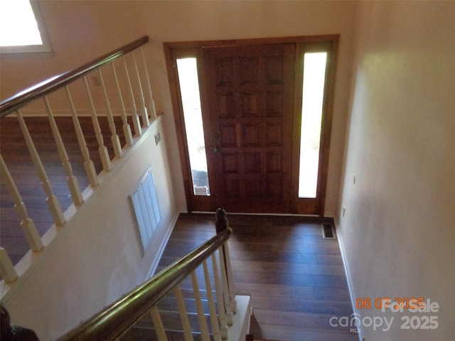 1203 Dudley Shoals Rd, Granite Falls, NC 28630 - foyer entrance featuring stairway and wood finished floors