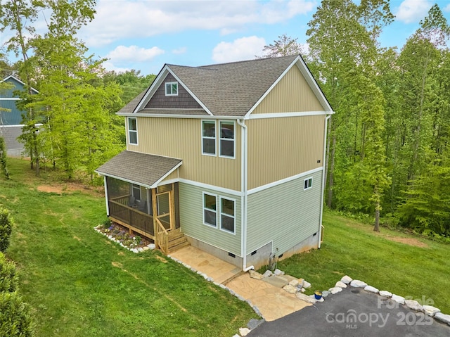 43 Clarks Chapel Ext, Weaverville, NC 28787 - back of house with crawl space, roof with shingles, and a yard