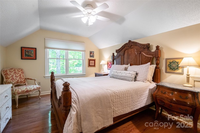 287 Anne St, Rutherfordton, NC 28139 - bedroom featuring lofted ceiling, wood finished floors, a textured ceiling, and ceiling fan