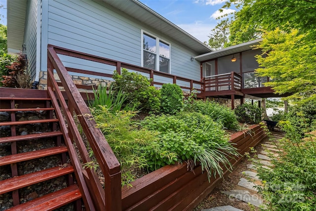 2218 Mallard Cove Dr, Nebo, NC 28761 - back of property featuring stairway and a wooden deck