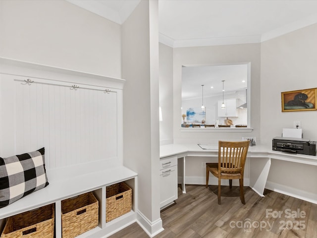 603 Southstone Dr, Matthews, NC 28104 - office with wood finished floors, built in desk, and baseboards