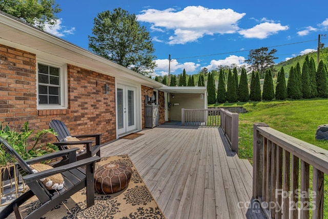 11 Chaz Ln, Candler, NC 28715 - wooden terrace featuring french doors and a yard