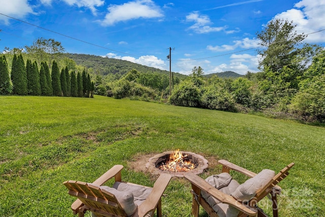 11 Chaz Ln, Candler, NC 28715 - view of grassy yard with a fire pit and a view of trees