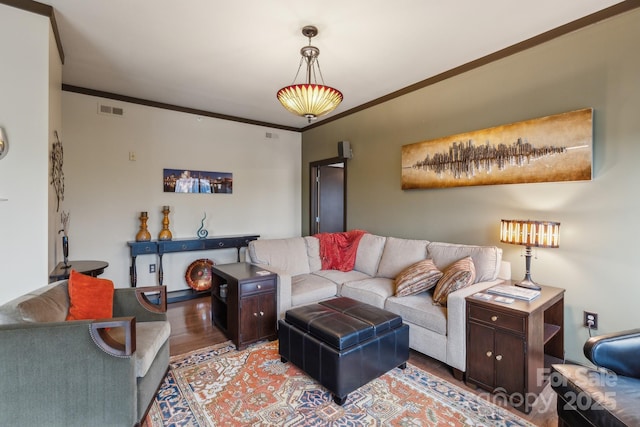 715 N Church St Unit 613, Charlotte, NC 28202 - living area with wood finished floors and crown molding