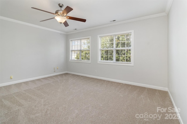 11526 Mcginns Trace Ct, Charlotte, NC 28277 - carpeted empty room with baseboards, crown molding, and a ceiling fan
