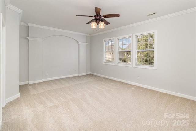 11526 Mcginns Trace Ct, Charlotte, NC 28277 - spare room with carpet, baseboards, crown molding, and ceiling fan