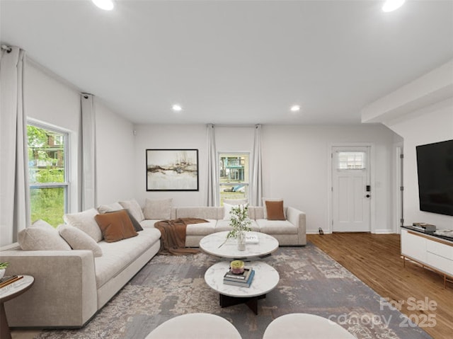 60 Valley St NW, Concord, NC 28025 - living room featuring recessed lighting and wood finished floors