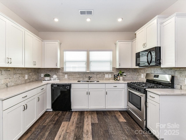 134 Kerri Dawn Ln Unit 117, Locust, NC 28097 - kitchen with black appliances, a sink, white cabinets, backsplash, and recessed lighting