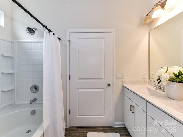 134 Kerri Dawn Ln Unit 117, Locust, NC 28097 - full bathroom featuring vanity, shower / tub combo, and wood finished floors