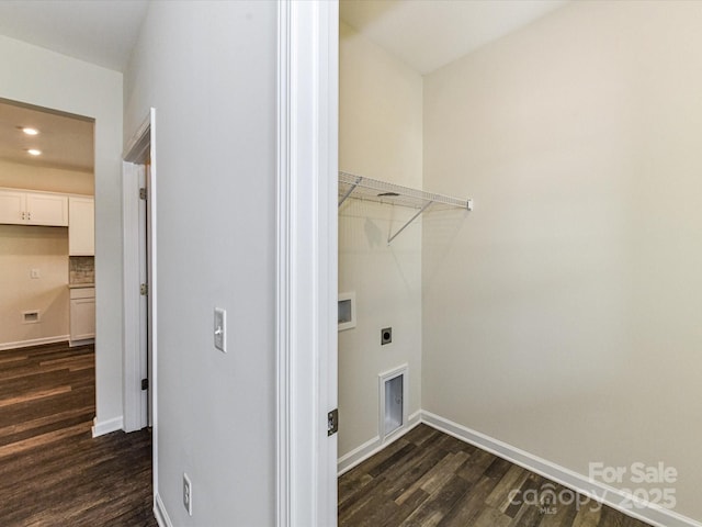 134 Kerri Dawn Ln Unit 117, Locust, NC 28097 - washroom featuring dark wood finished floors, electric dryer hookup, baseboards, and recessed lighting