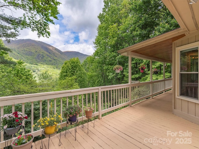 227 Soco Acres Rd, Maggie Valley, NC 28751 - wooden deck with a mountain view