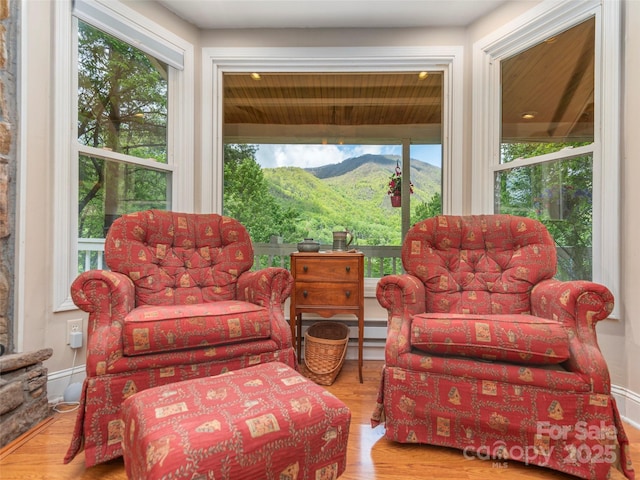 227 Soco Acres Rd, Maggie Valley, NC 28751 - sitting room with a mountain view and wood finished floors