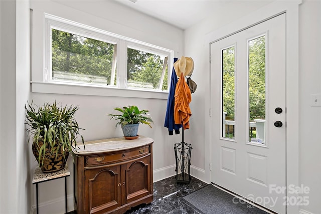 24 Browndale Rd, Asheville, NC 28805 - doorway to outside with dark marble finish flooring and baseboards